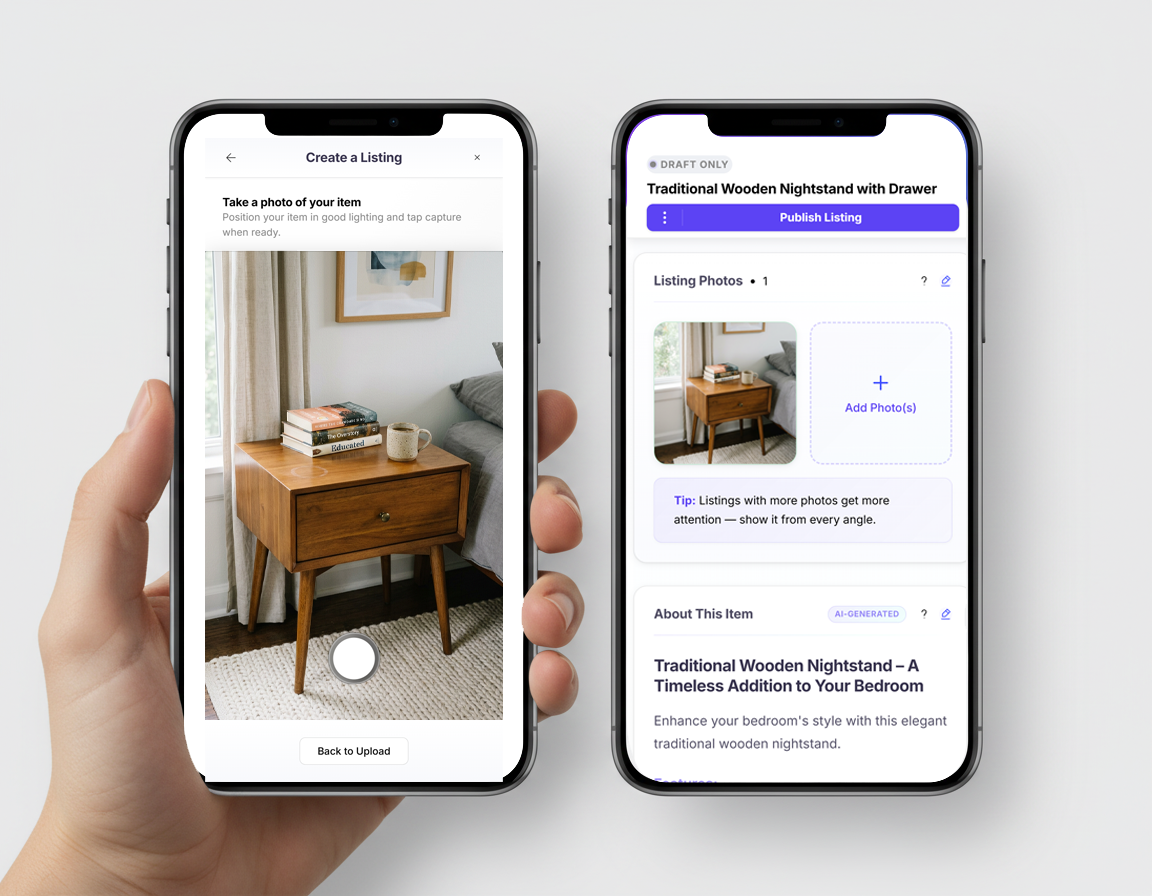 AI automatically generating listing from a single photo