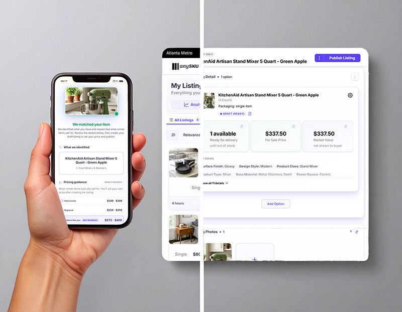 Side-by-side comparison of draft mode and published listing